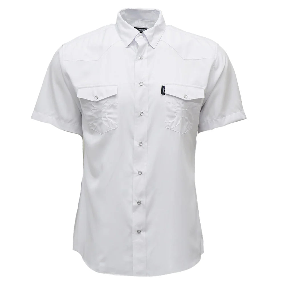 HT2620WH | HOOEY MEN'S SOL S/S PEARL SNAP SHIRT - SOLID WHITE