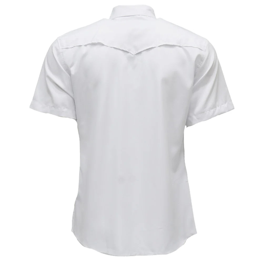 HT2620WH | HOOEY MEN'S SOL S/S PEARL SNAP SHIRT - SOLID WHITE
