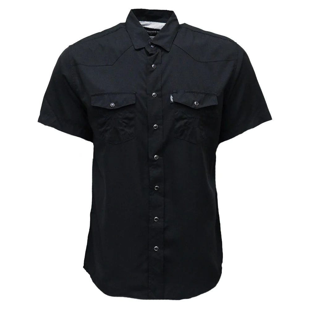 HOOEY "SOL" BLACK SHORT SLEEVE PEARL SNAP SHIRT- HT1610BK