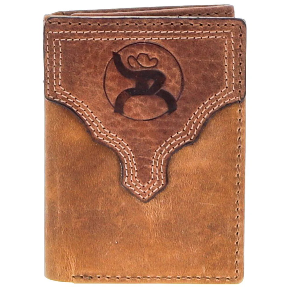 "CANYON" TRIFOLD ROUGHY WALLET DISTRESSED TAN/BROWN LEATHER - RTF008-TNBR