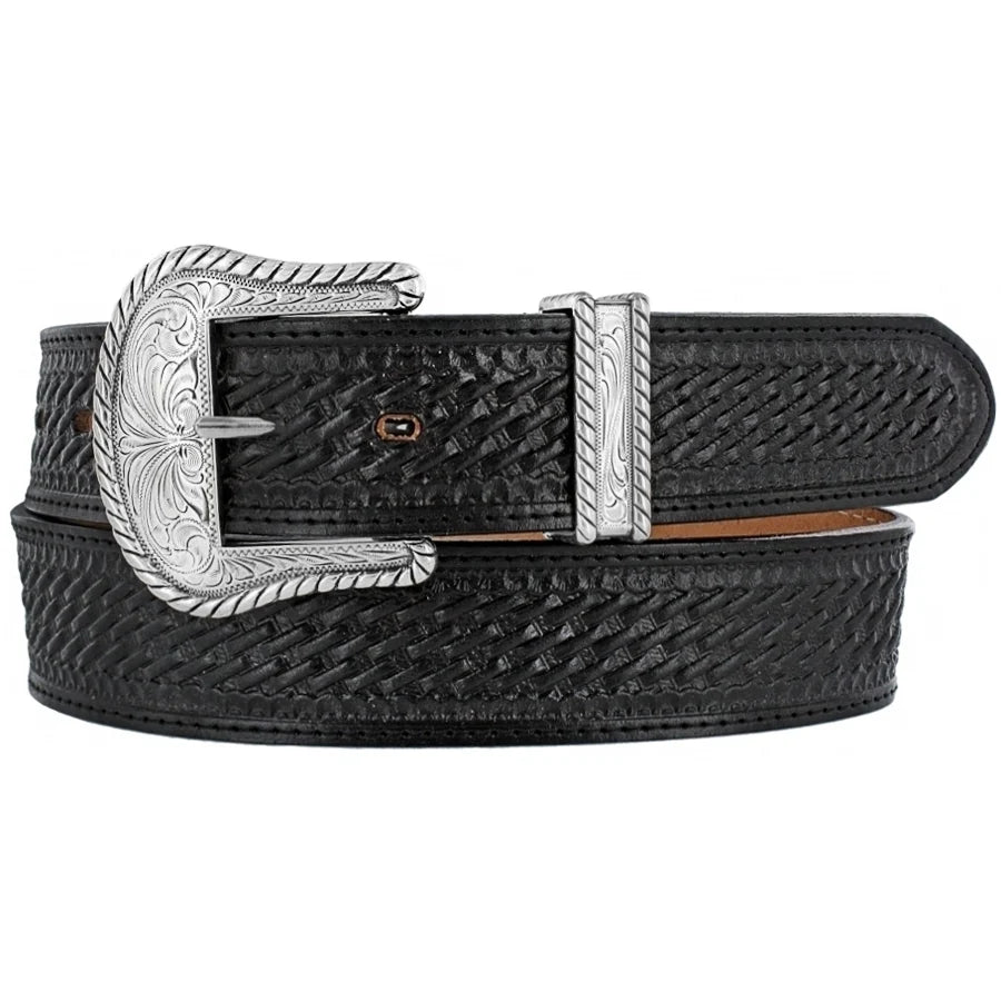 JUSTIN BLACK BRONCO BELT - C12263