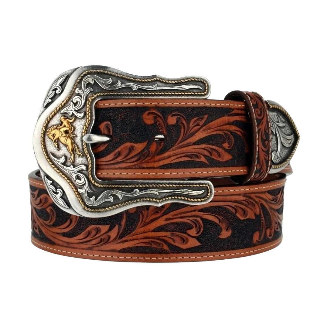 Tony Lama Men's Tan Westerly Ride Tooled Western Belt C41514
