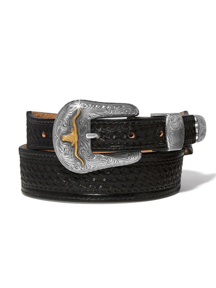 TONY LAMA BOVINE BELT BLACK LONGHORN - ACCESSORIES BELT MEN - C42903