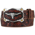 Justin Men's Classic Longhorn Tan Leather Western Belt C11194