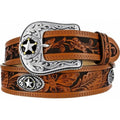 MEN'S TAN 5 STAR RANCH TOOLED LEATHER BELT BY LEEGIN C12424