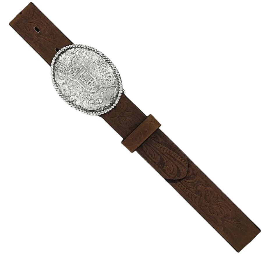 Justin Children's Champion Tooled Brown Leather Belt 811BR