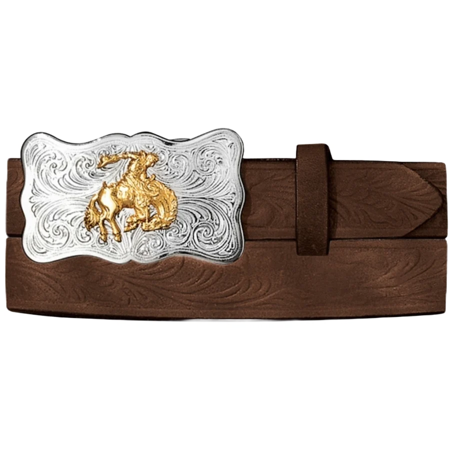 Justin Children's Bucking Bronco Buckle Embossed Cowhide Belt 0189D