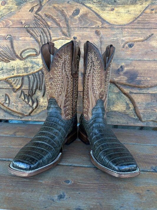 CIRCLE G “OLIVE GREEN/OCHER” CAIMAN COWBOY BOOT L6054