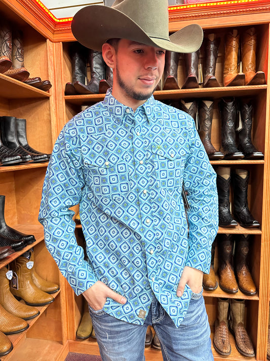 Ariat Men Person Turquoise Long Sleeve Shirt - 10048500