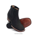 Petatillo Black Wide Square Toe Leather Boot