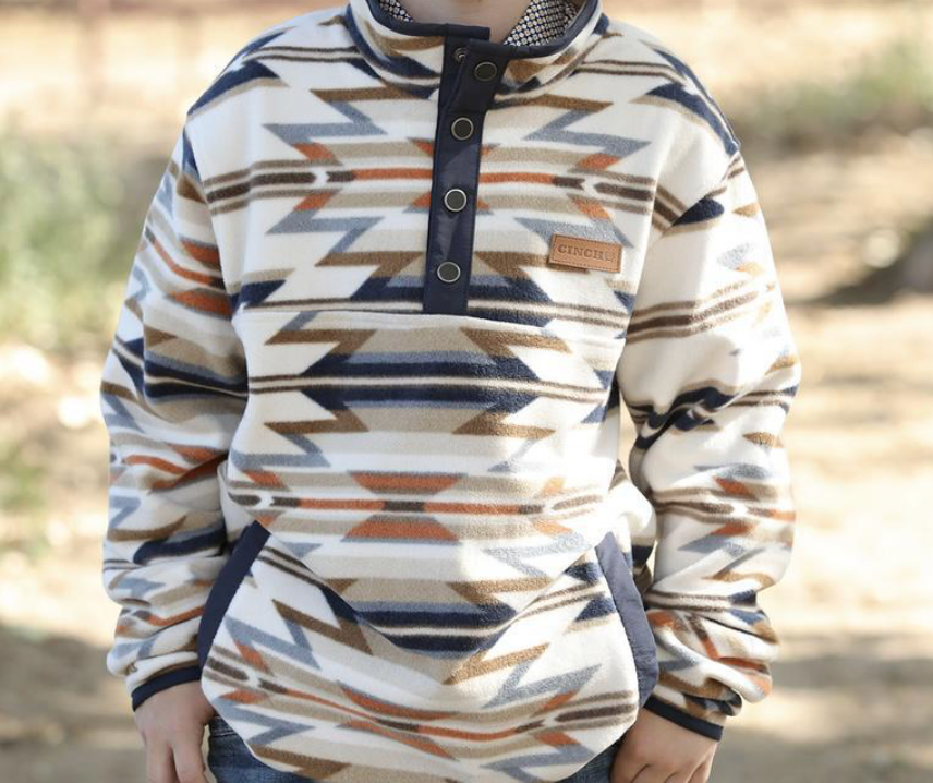 CINCH CREAM AZTEC FLEECE PULLOVER - KIDS BOYS SWEATER - MWK7590012