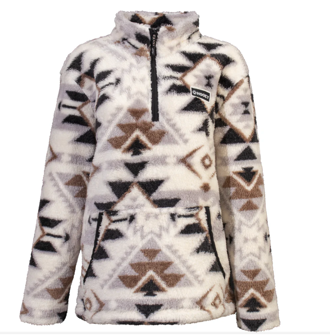 Hooey Pullover Girls Fleece Cream Aztec - HFP006CRAZ-Y