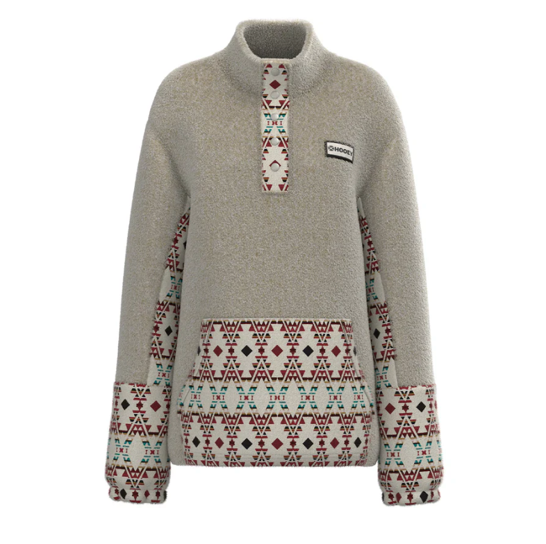 Hooey Ladies Aztec Printed & Cream Fleece Pullover HFP004CRAZ