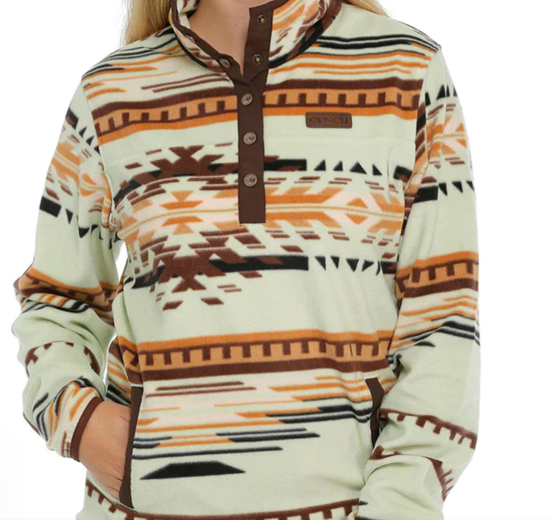 CINCH WOMEN LIME WITH CINNAMON /COFFEE AZTEC PULLOVER MAK9820010