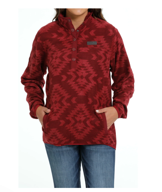 Cinch Ladies Red Polar Fleece Pullover MAK9820014