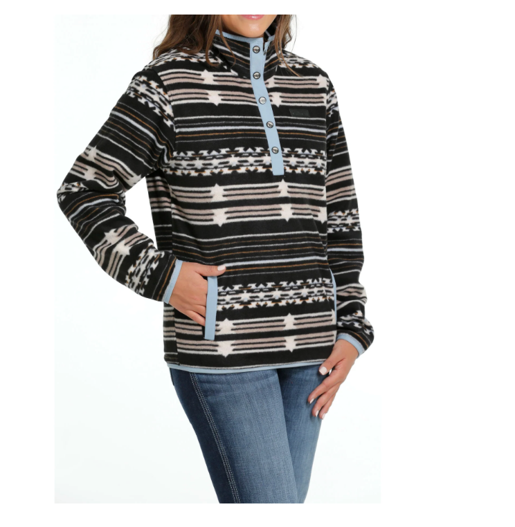 Cinch Ladies Black Southwest Print Polar Fleece Pullover MAK9820015