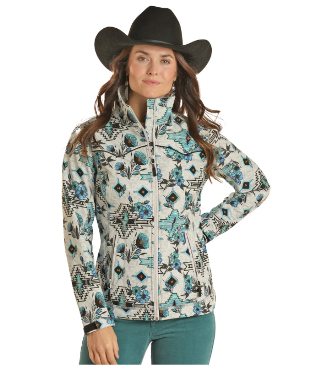 Powder River Outfitters Ladies Floral Aztec Rodeo Grey Jacket DW92C01507
