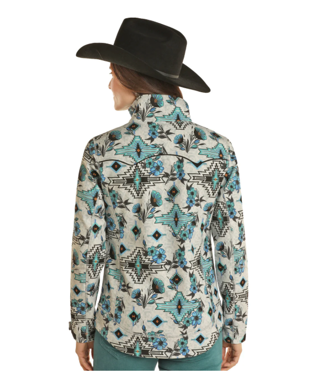 Powder River Outfitters Ladies Floral Aztec Rodeo Grey Jacket DW92C01507