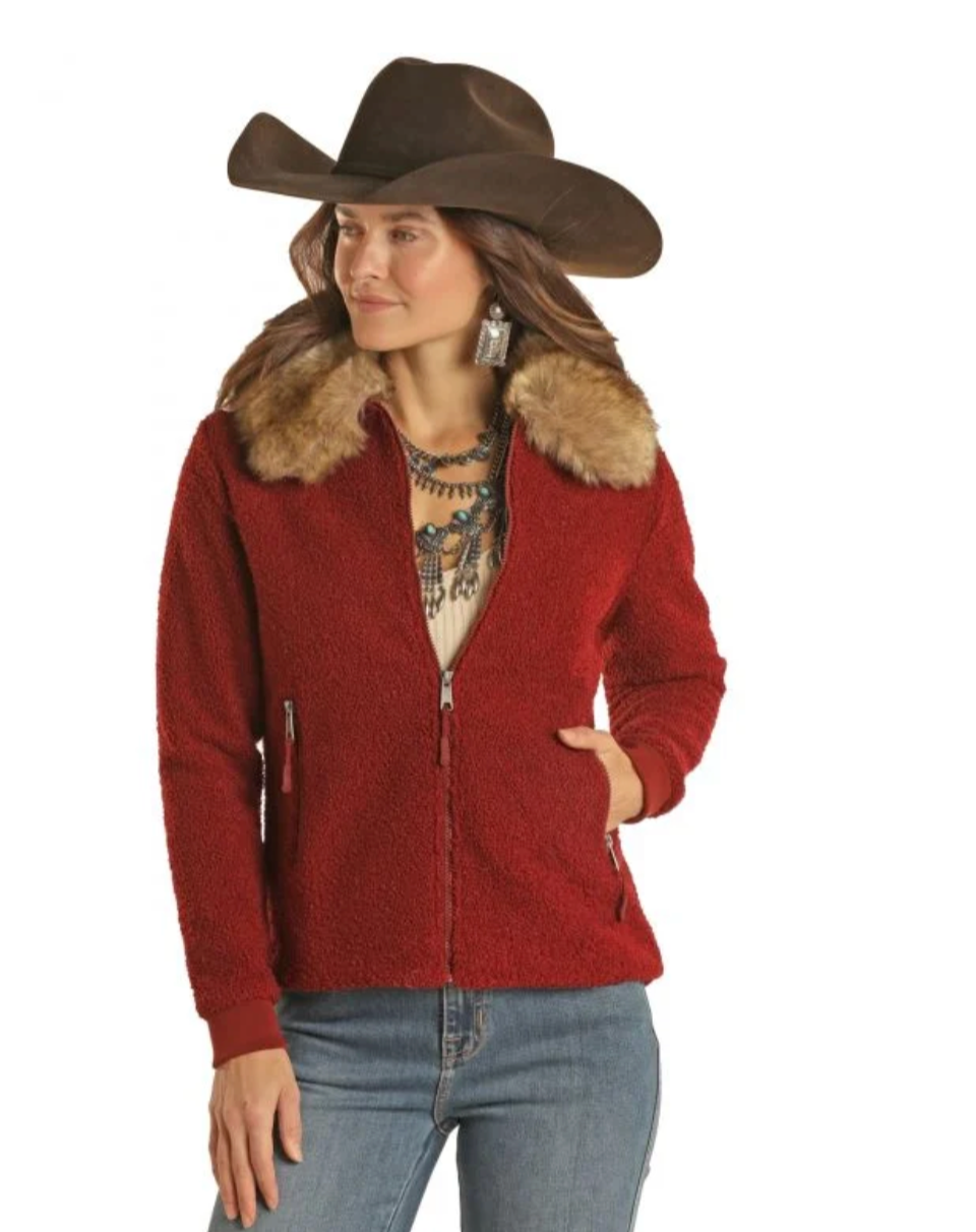 Powder River Ladies Berber Jacket With Fur Collar - DW92C01904