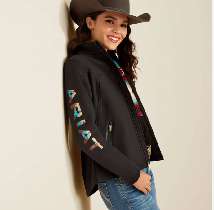 Ariat Womens New Team Softshell Jacket - Black|Serrano Southwest Print 10051977