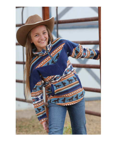 Cruel Denim Girls Western Navy Pullover CWK8640002