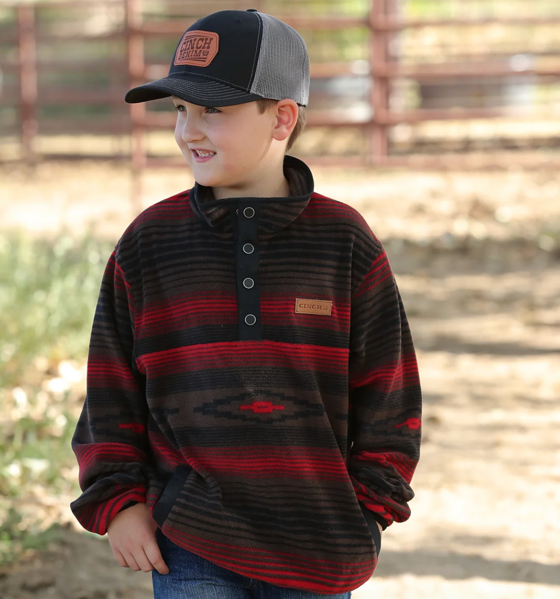 Boy's Cinch Aztec Print Polar Fleece Pullover #MWK7590010-C