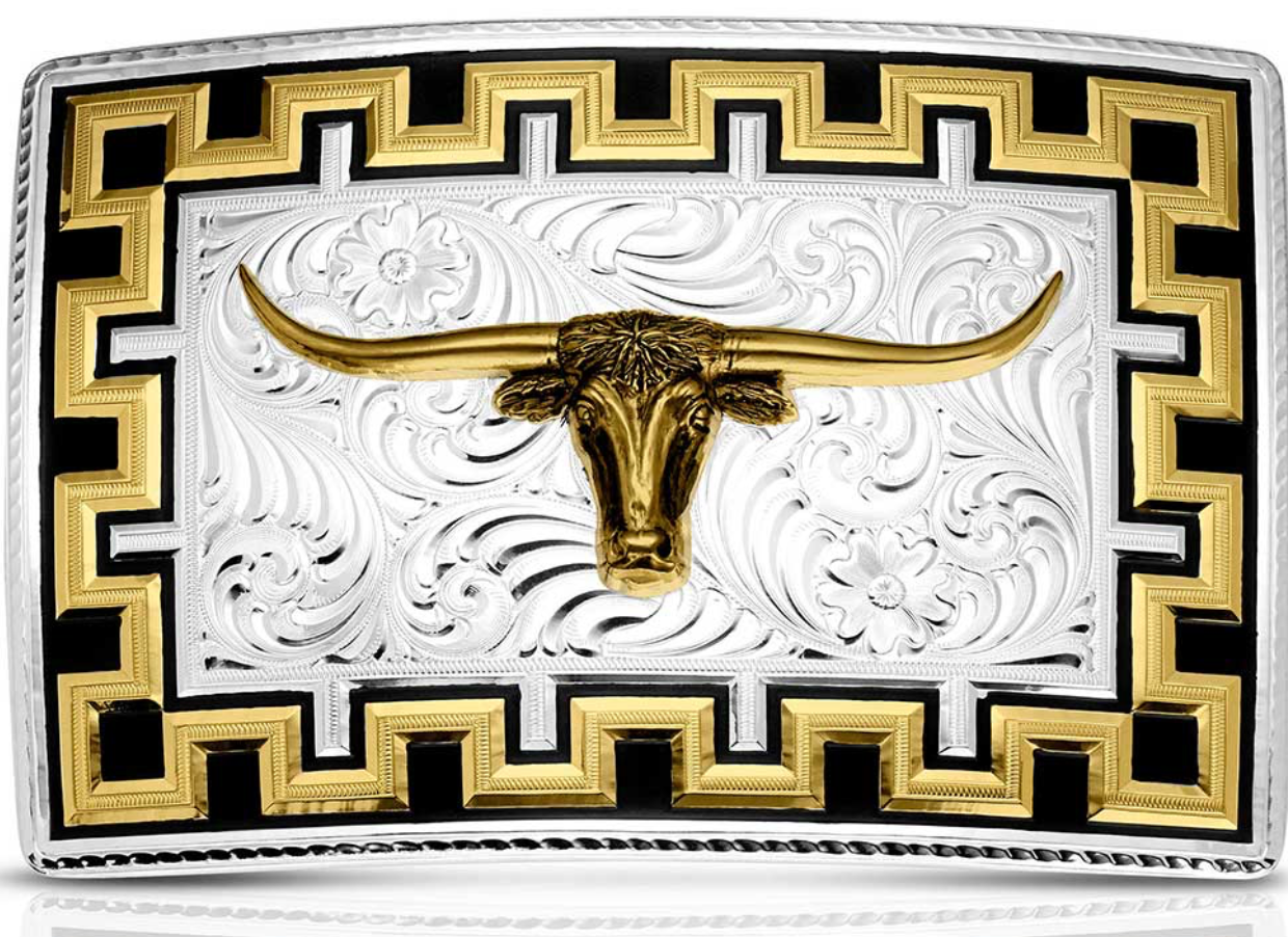 Honor and Grit Buckle with Longhorn - 55510-767M