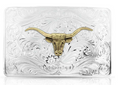 Iconic Western Longhorn Silver Belt Buckle - 46510-64