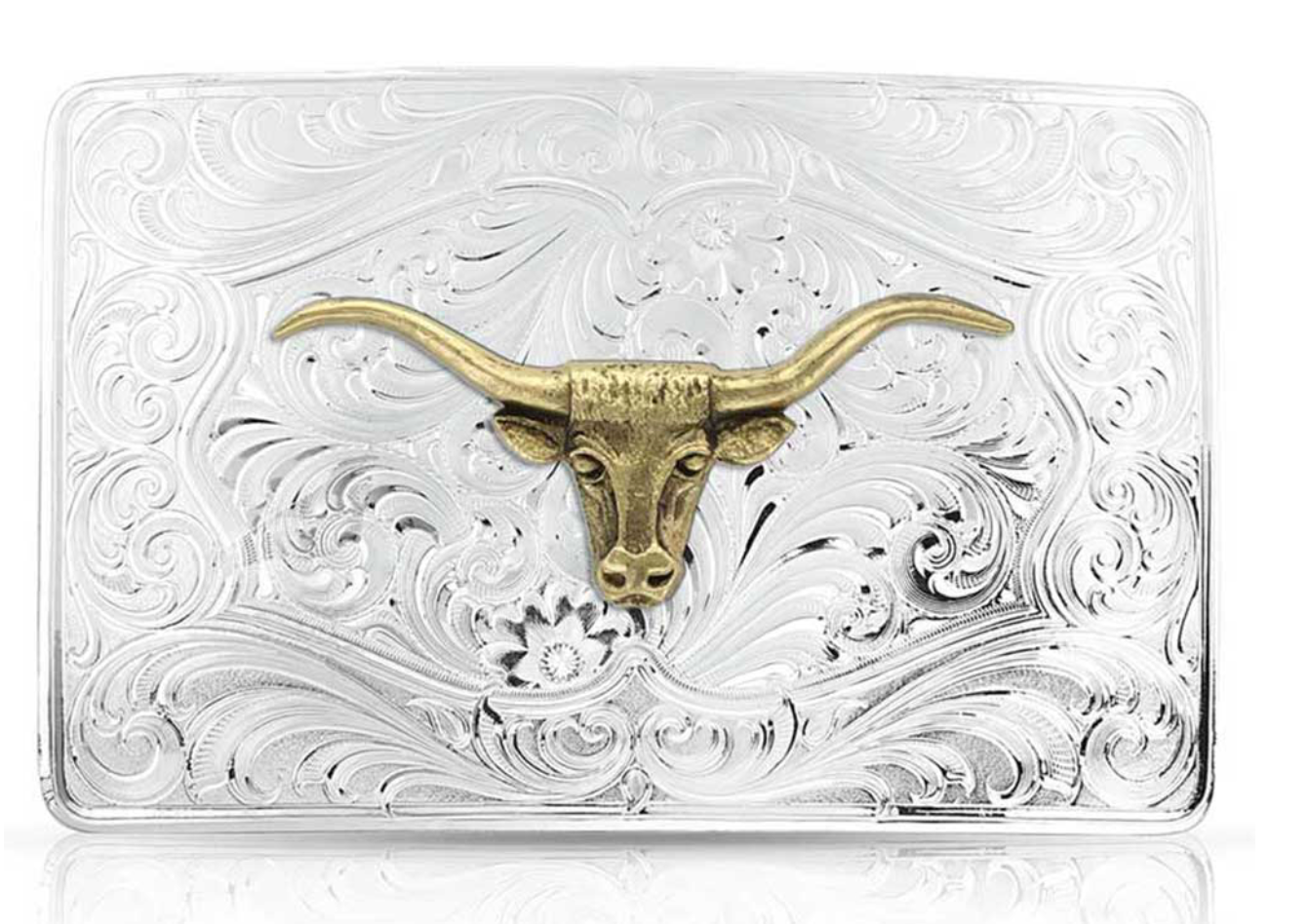 Iconic Western Longhorn Silver Belt Buckle - 46510-64
