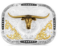 Class Act Two Tone Belt Buckle with Longhorn - 53510-767H