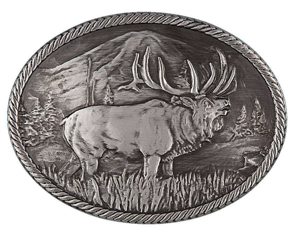 Montana Belt Buckle "Gunmetal Outdoor Series Wild Elk" 25610EMA