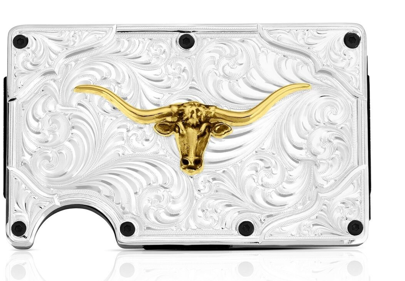 Montana Silversmith Ironwood Card Case with Longhorn - CRCARD6409-771