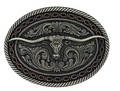 MONTANA SILVERSMITH Two Tone Antiqued Round Barbed Longhorn Attitude Buckle - A742