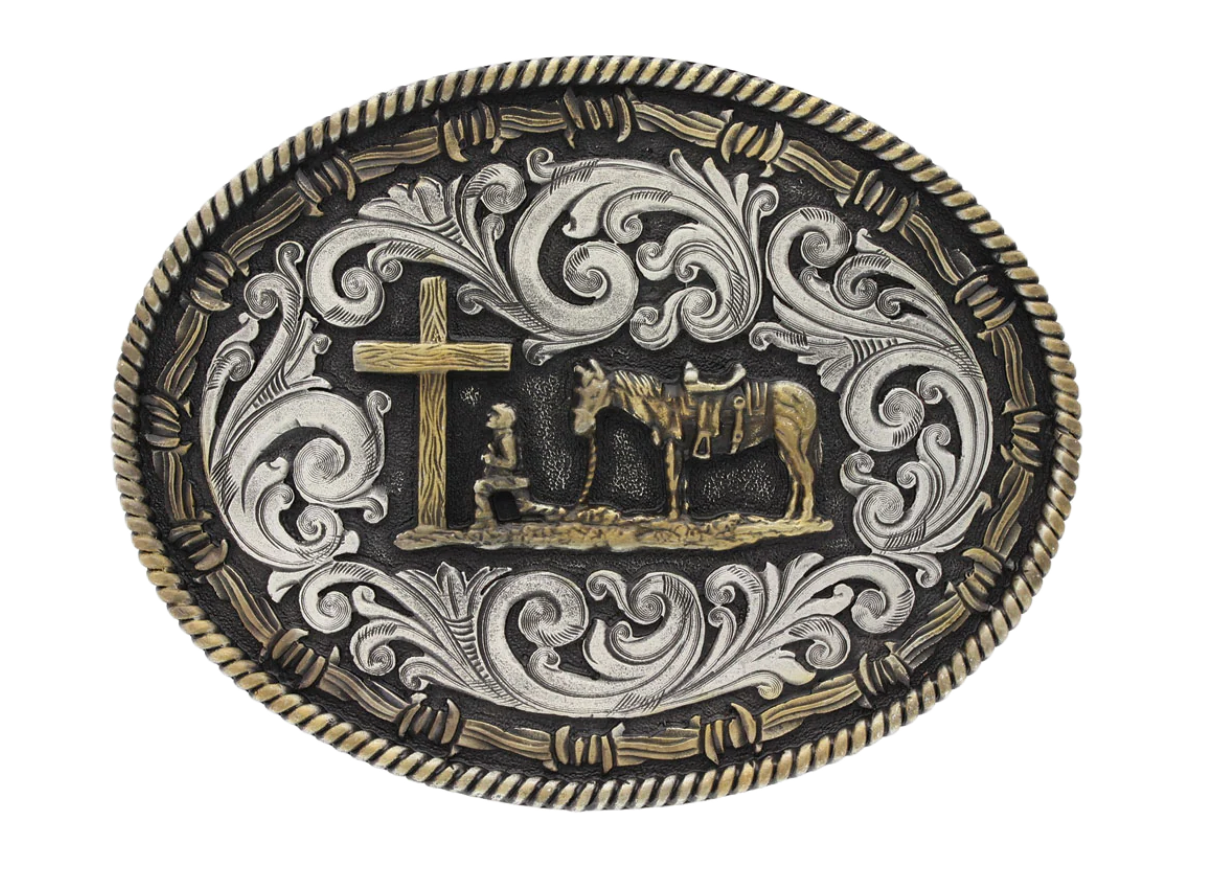 Montana Silversmiths Two Tone Rope Cowboy Attitude Buckle A543