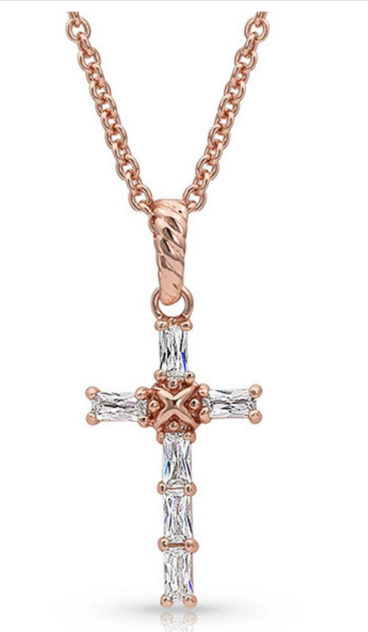MONTANA SILVERSMITHS ROSE GOLD ENTWINED CROSS - NC3239RG