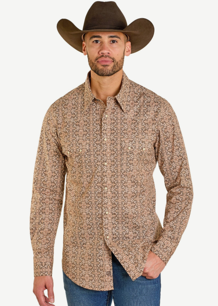 ROCK & ROLL SLIM FIT BOOT STITCH LONG SLEEVE SNAP SHIRT- BMN2S07639