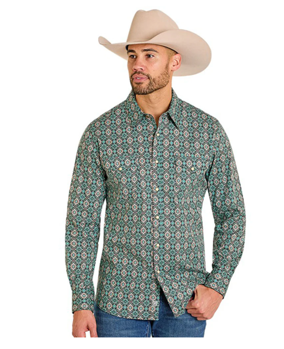 Rock & Roll Men's Medallion Print Shirt - BMN2S07652