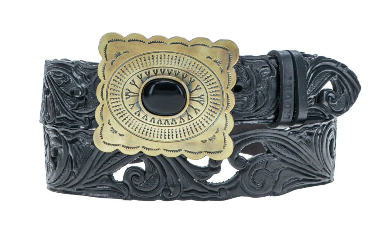 HOOEY - ROGUE - BLACK W/FILIGREE CUTOUTS BELT -HWBLT032