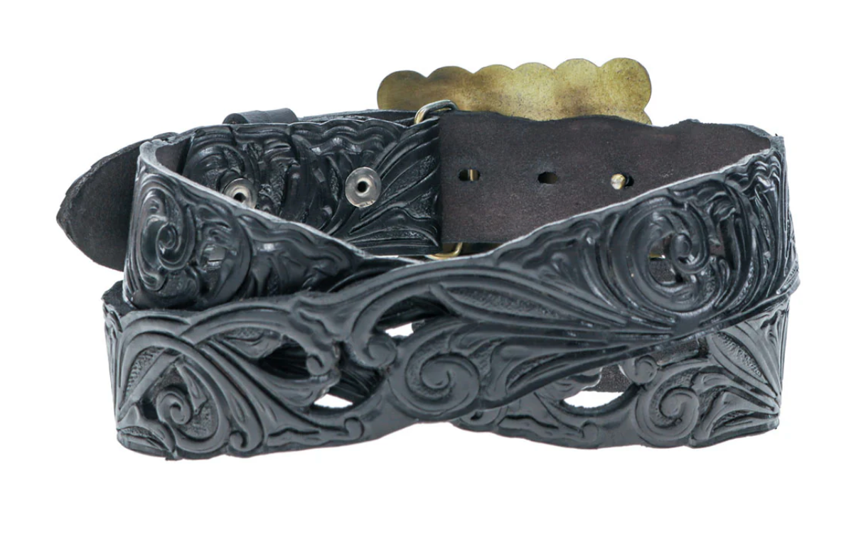 HOOEY - ROGUE - BLACK W/FILIGREE CUTOUTS BELT -HWBLT032