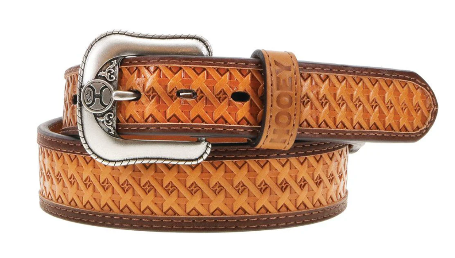 "HOOEY HANDS-UP" CLASSIC HOOEY BELT NATURAL / BROWN BASKET WEAVE-HMBLT031-Y