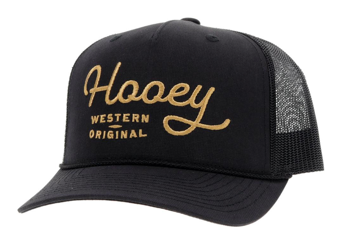HOOEY CAP - OG - BLACK W/GOLD STITCHING HAT- 2160T-BK