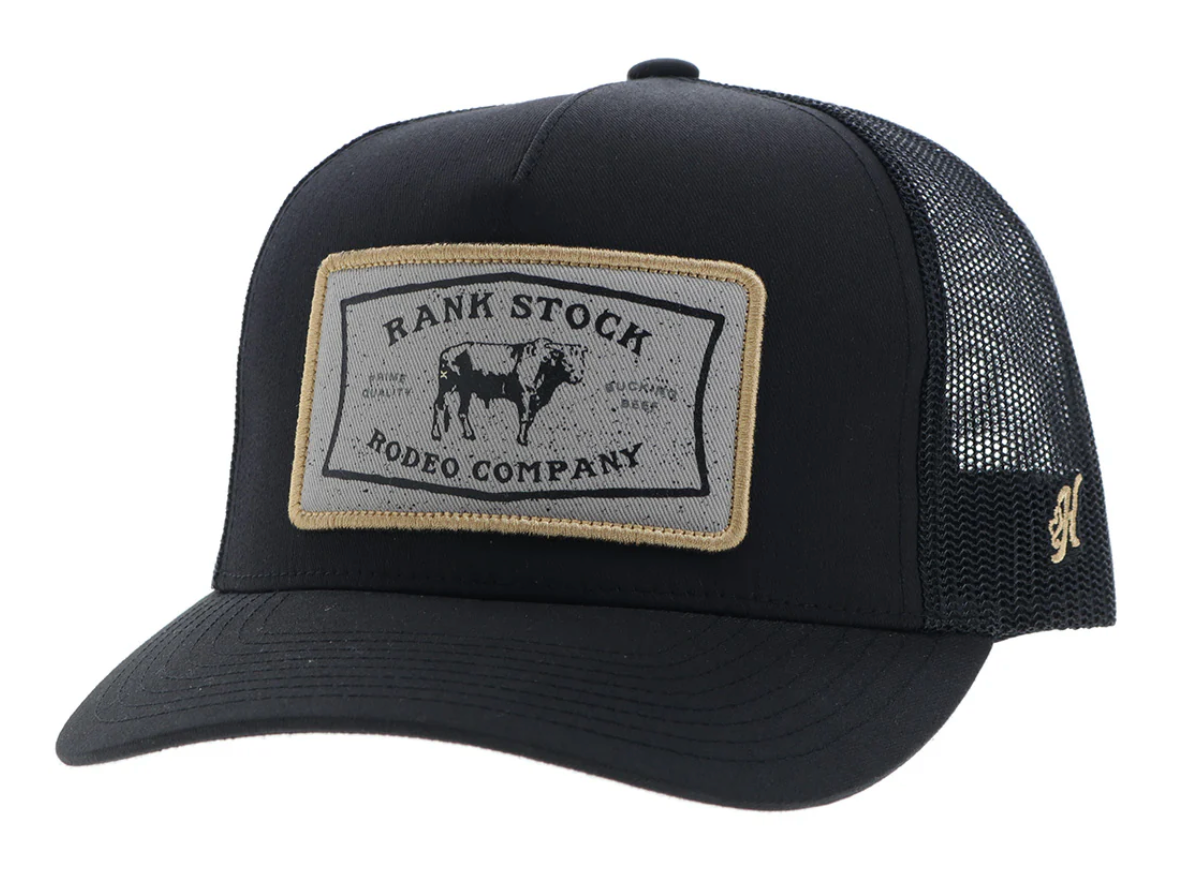 HOOEY - RANK STOCK - HAT BLACK W/RECTANGLE PATCH - 2561T-BK