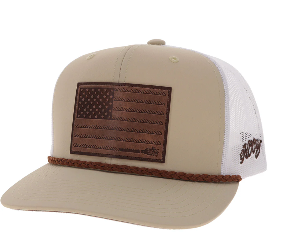 HOOEY - LIBERTY ROPER - TAN/WHITE W/LEATHER PATCH - 2610T-TNWH