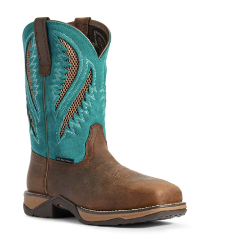 Ariat® Ladies VentTEK™ Turquoise Composite Toe Work Boots - Royal Chocolate - 10031663